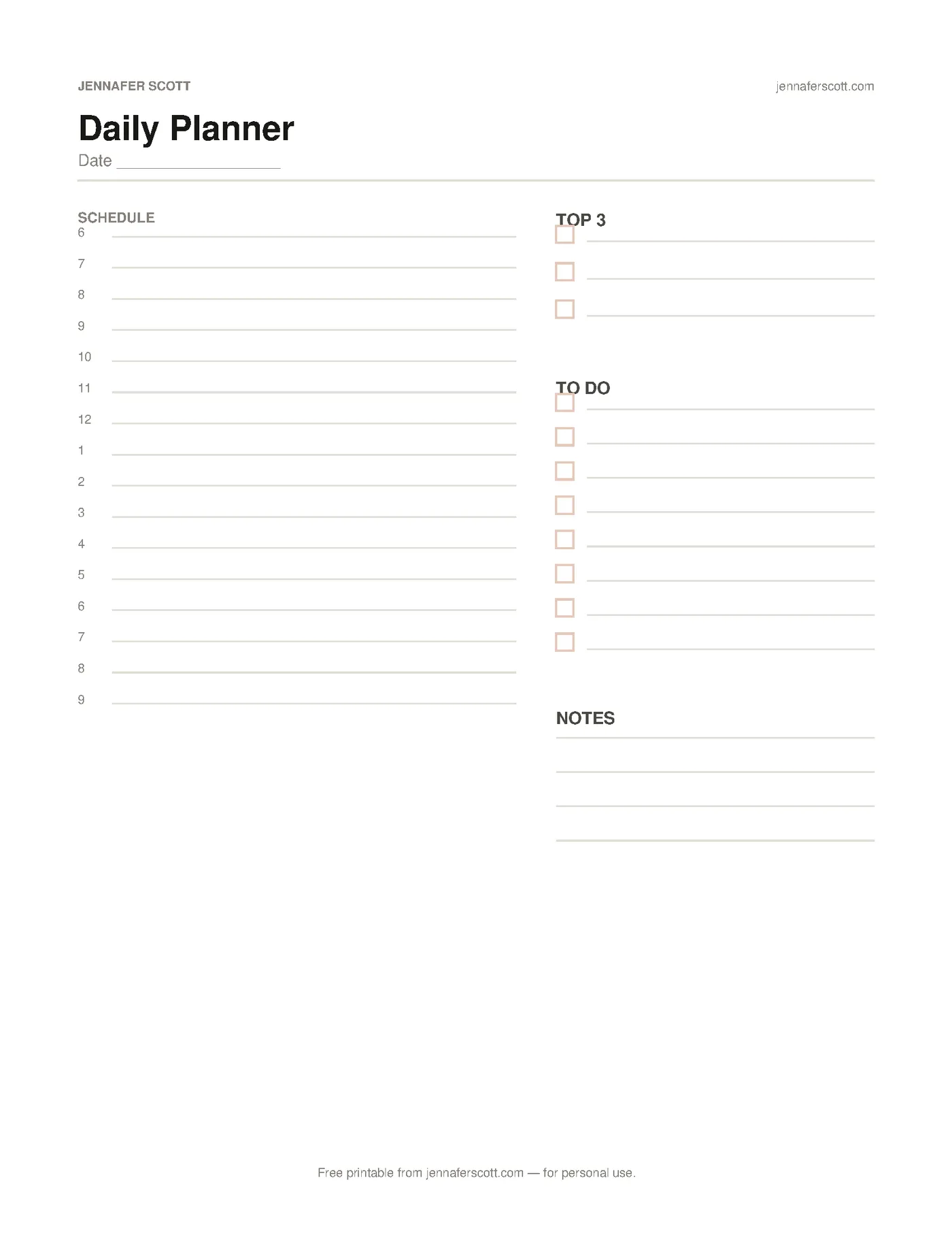 Free Printable Daily Planner — printable preview