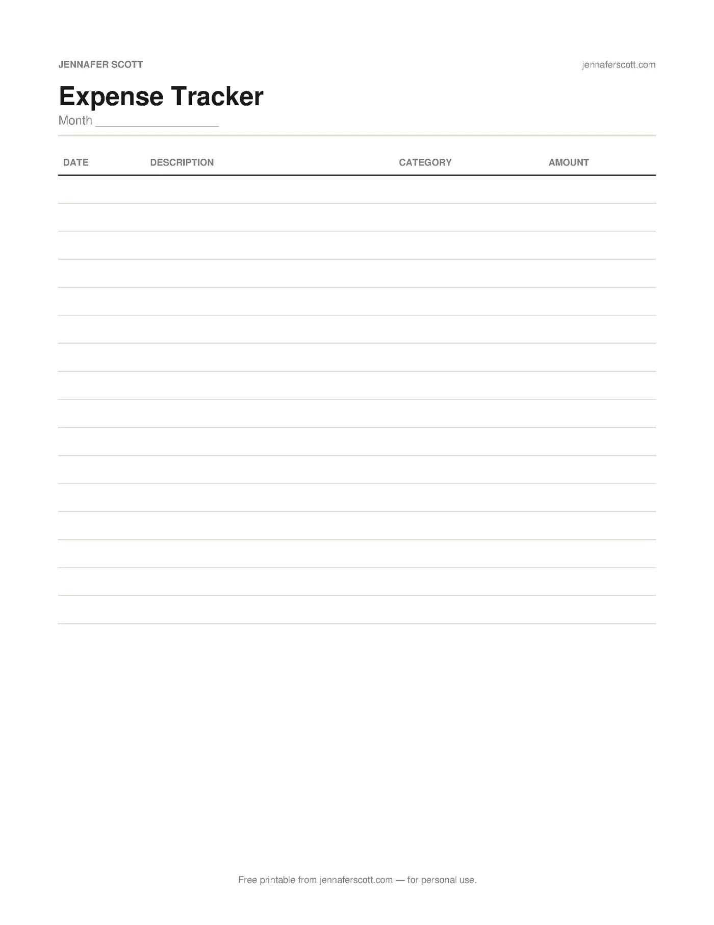Free Printable Expense Tracker — printable preview