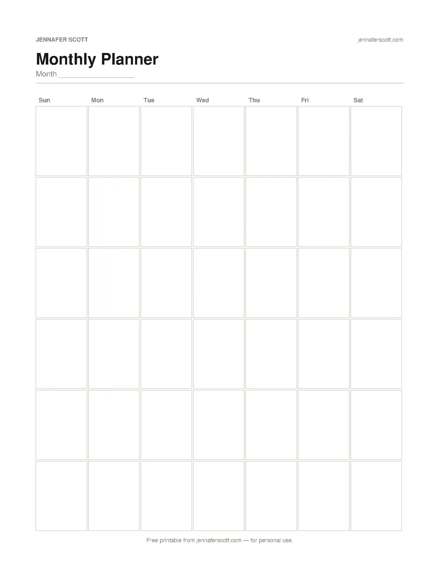 Free Printable Monthly Planner — printable preview