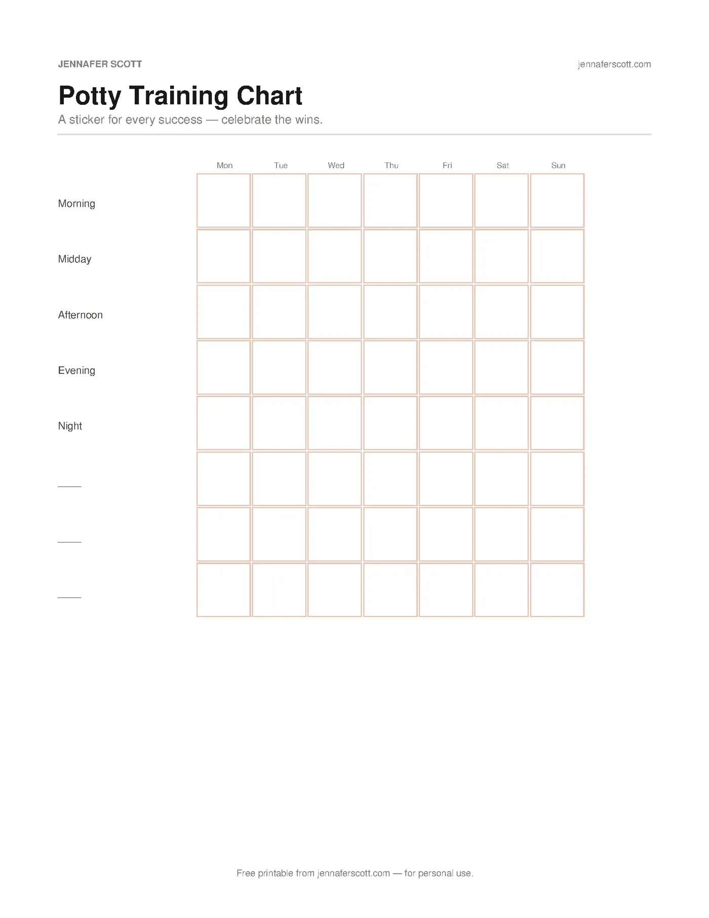 Free Printable Potty Training Chart — printable preview
