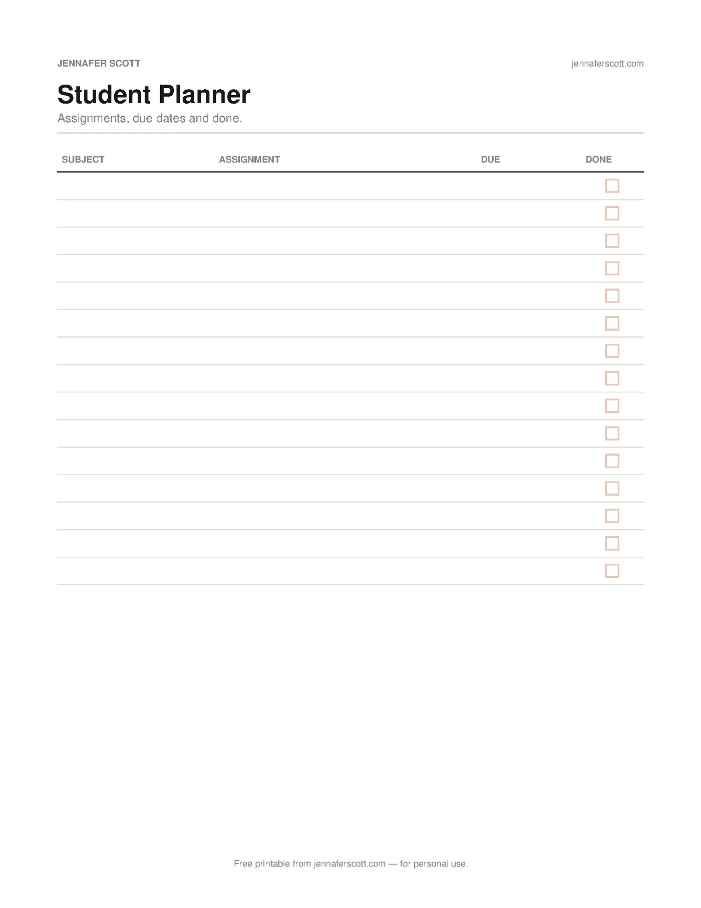 Free Printable Student Planner — printable preview